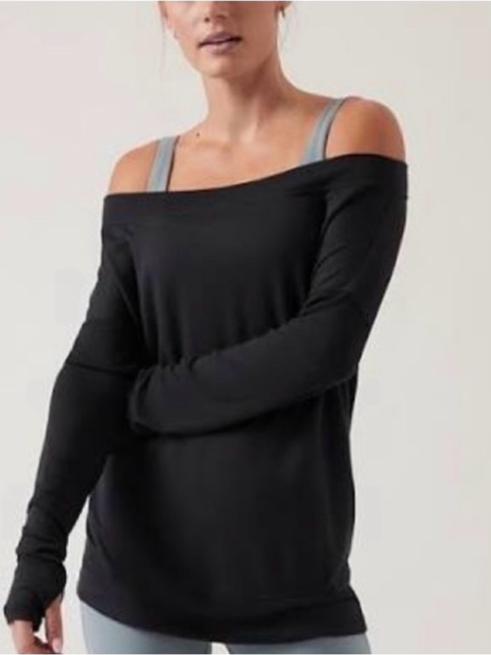 Athleta studio barre Wide-Neck Long Sleeve sweatshirt size small